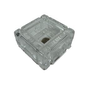 Royal Crystal Rock Trinket Box Glass Beveled Etched With Dice
